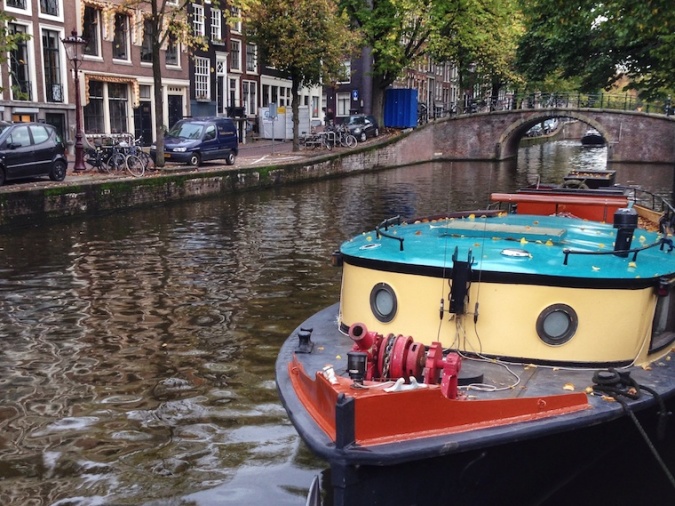 Colourful Canal boat on Reguliersgracht