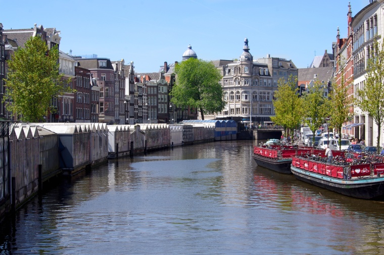 Amsterdam Bloemenmarkt and the Singel Canal