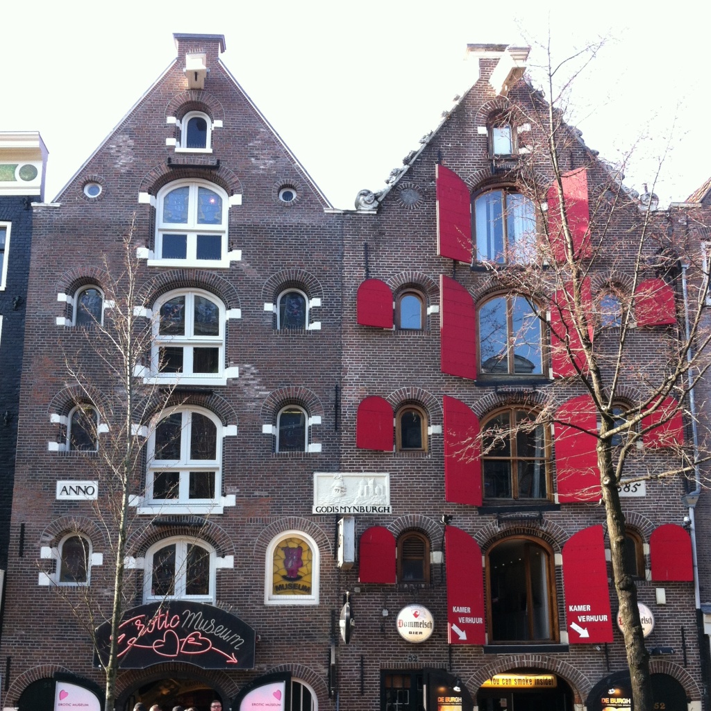Canal Houses with Spout Gable in Amsterdam Red Light District