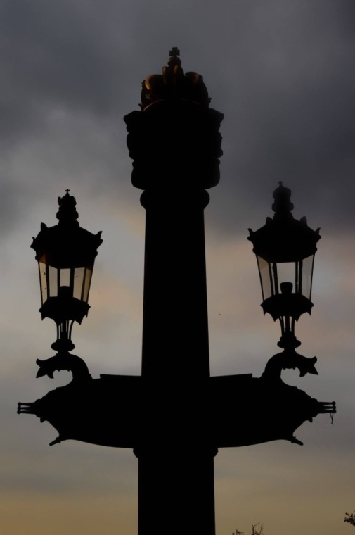 Silhouette of Blauwbrug streetlamp in Amsterdam