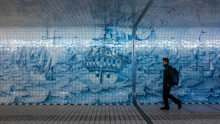 Amsterdam Tunnel Tiles Ship Mosaic