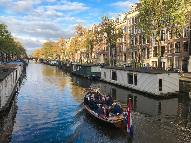 Houseboats on Prinsengracht Canal Amsterdam